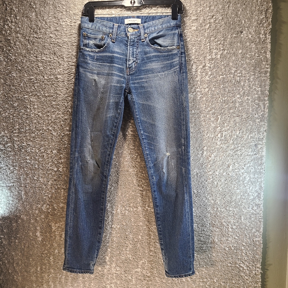 Moussy Vintage Jeans 25 Women Skinny Mid Rise Blue Distressed Stretch Denim
